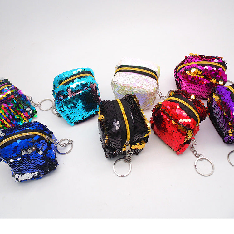 Wholesale Square Sequin Coin Purse Keychain